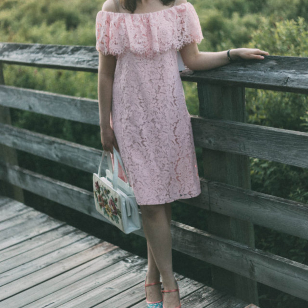 Imnyc Isaac Mizrahi Lace Off-The-Shoulder Dress